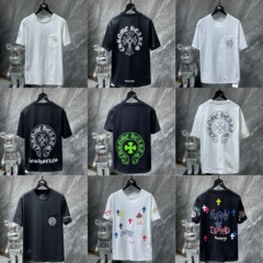 高バージョン25SS早春新作アルファベット襟元クロス花腕プリントカジュアル半袖tシャツ