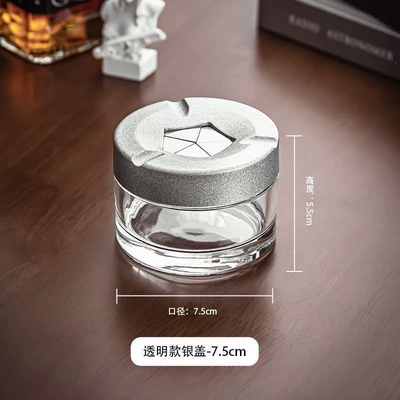 Rotating creative ashtray, personalized glass Car ashtray - transparent-silver-cover-stylish-ashtray-rotating-smoke-extinguisher