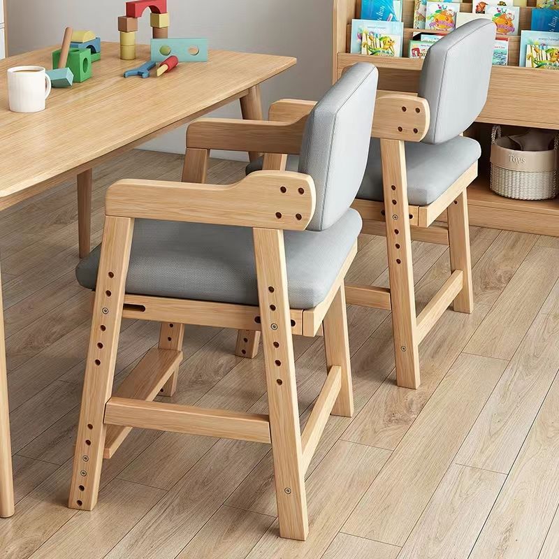 Solid Wood Children's Learning Chair, Adjustable Desk Chair, Primary School Student's Home Lift Dining Chair, Homework Elegant Heart