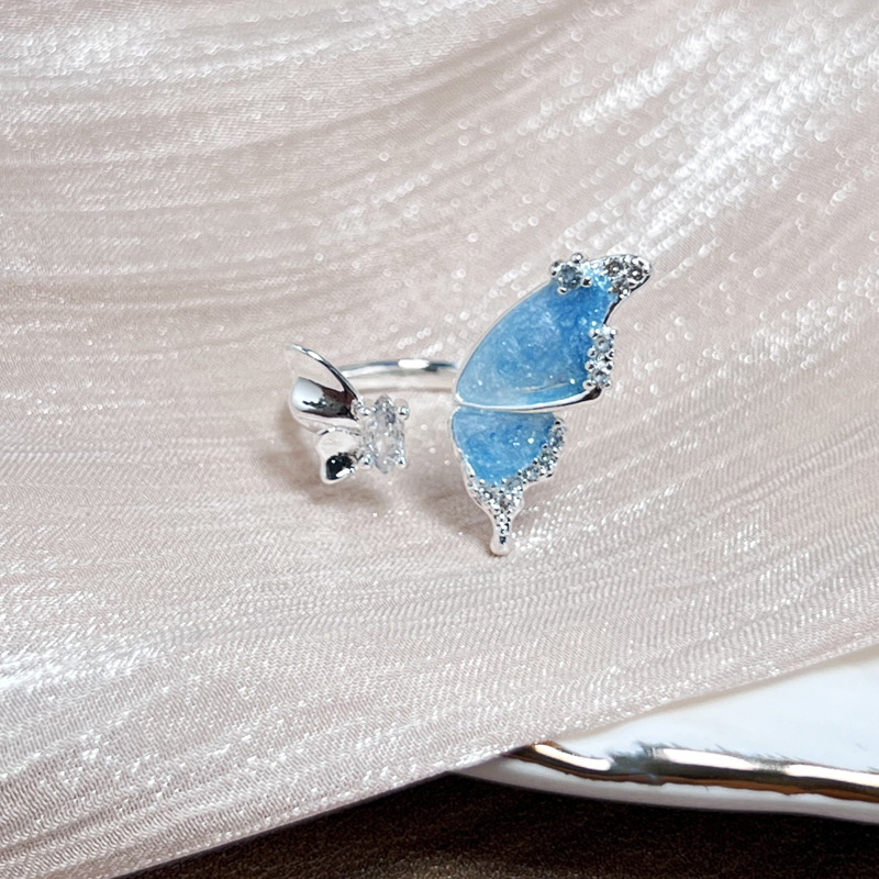 7g Weight Open Rings Classification One Size Ring Size 1 Piece Quantity Date, Tea Party Occasion Copper Material Flower, Butterfly Pattern All Seasons Season Women's Gender Enamel Design Princess, Sweet Style Wholesale Jewelry Princess Sweet Flower Butterfly Copper Enamel Open Rings 12
