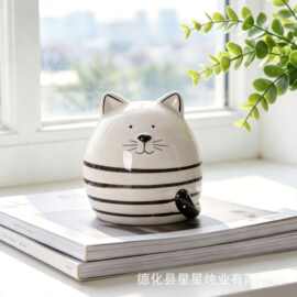 跨境简约现代高级感创意陶瓷小猫可爱零钱罐儿童储钱罐家居摆件