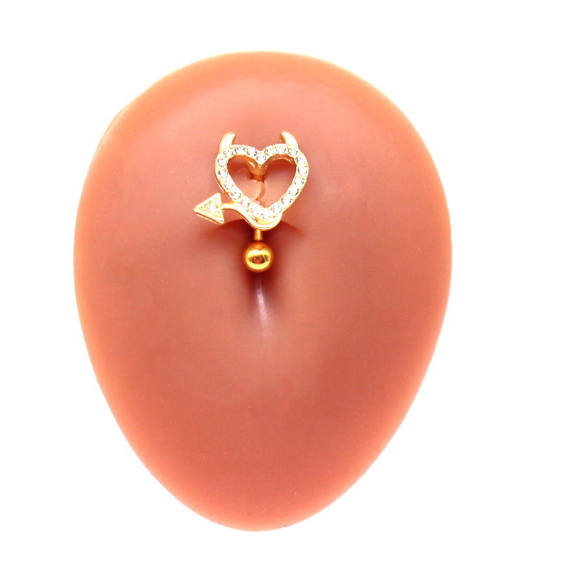 Belly Button Ring With Zircon Flower, Light Luxury Style_voghion.com