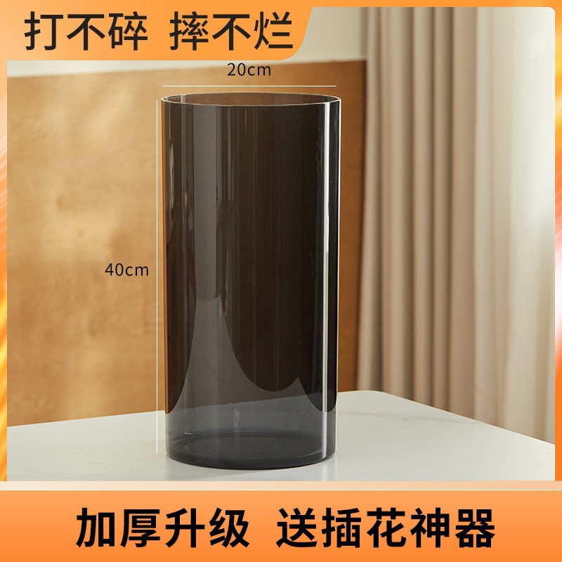 Florero engrosado, decoración, sala de estar, arreglo floral, acrílico, sensación de alta calidad, hidropónico, bambú rico, plástico transparente a prueba de caídas, grande