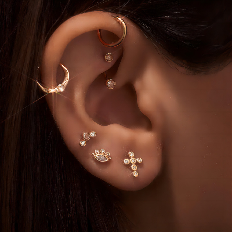 1 Pair Quantity 1 Pair Simple Style Commute Cross Moon Plating 304 Stainless Steel Ear Studs