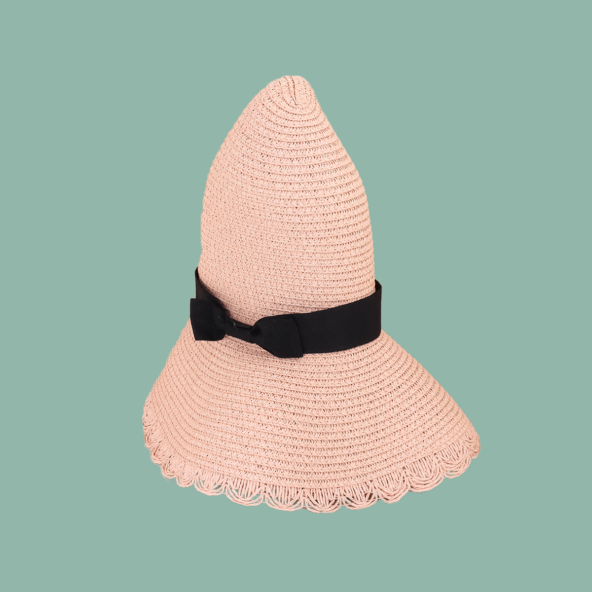 Korean Fashion Bowknot Wave Side Shade Straw Hat display picture 1