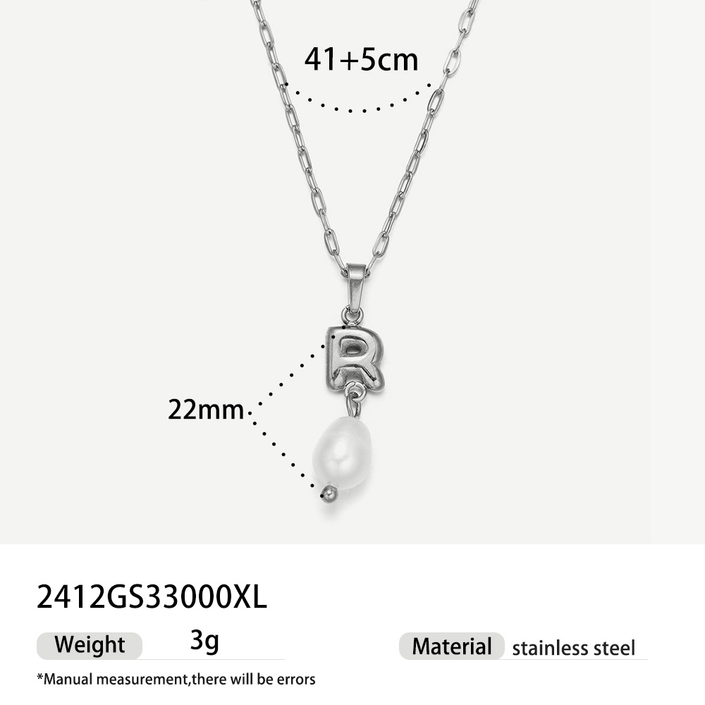 TENA collar de acero inoxidable de perlas verdaderas simplista de alto nivel nicho de diseño de acero de titanio collar de collar para mujeres image 24