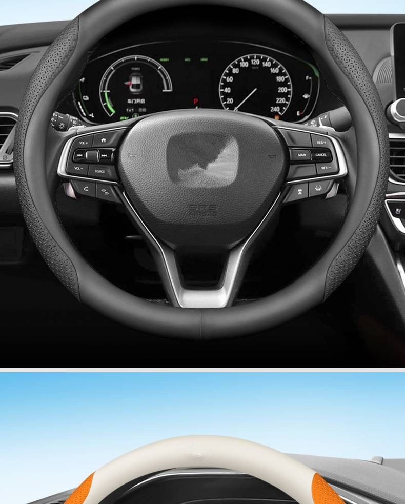 Dropshipping on Aliexpress Temu Car Steering Wheel Cover, Genuine Leather, Non-Slip, Wear-Resistant, Suitable for All Seasons, D-Shaped Handle Cover, Unisex