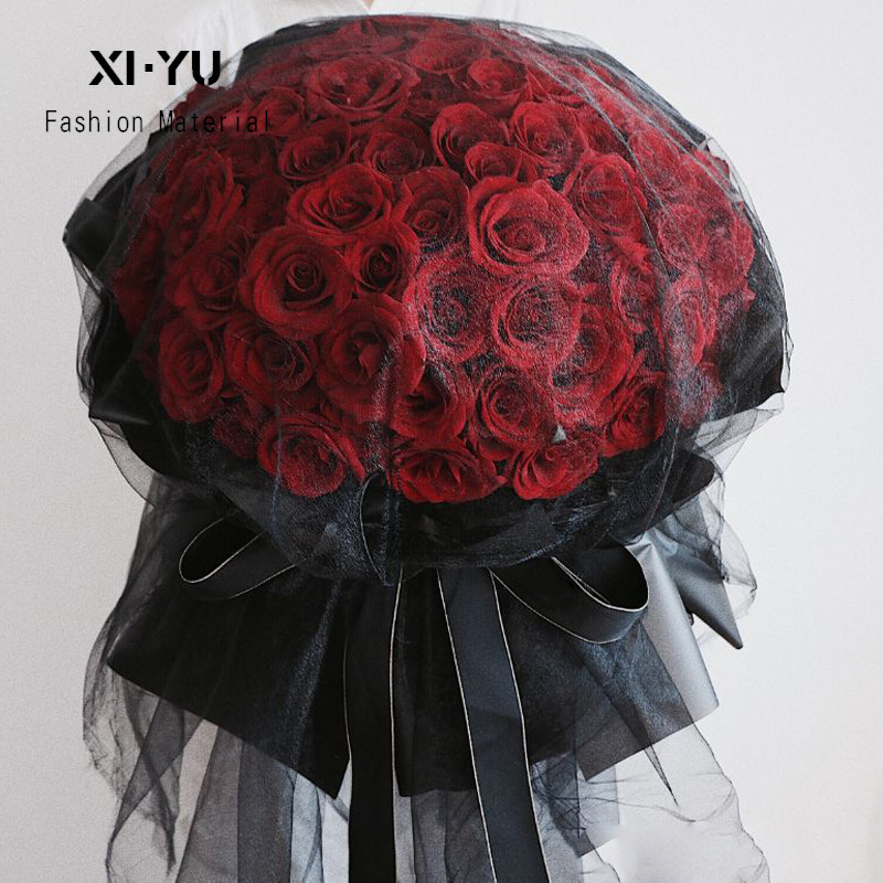 Wedding Large Black Yarn Bouquet Snow Yarn Large Pearl Yarn Crystal Yarn Veil Flower Shop Decorative Flowers Flower Wrapping Mesh Yarn