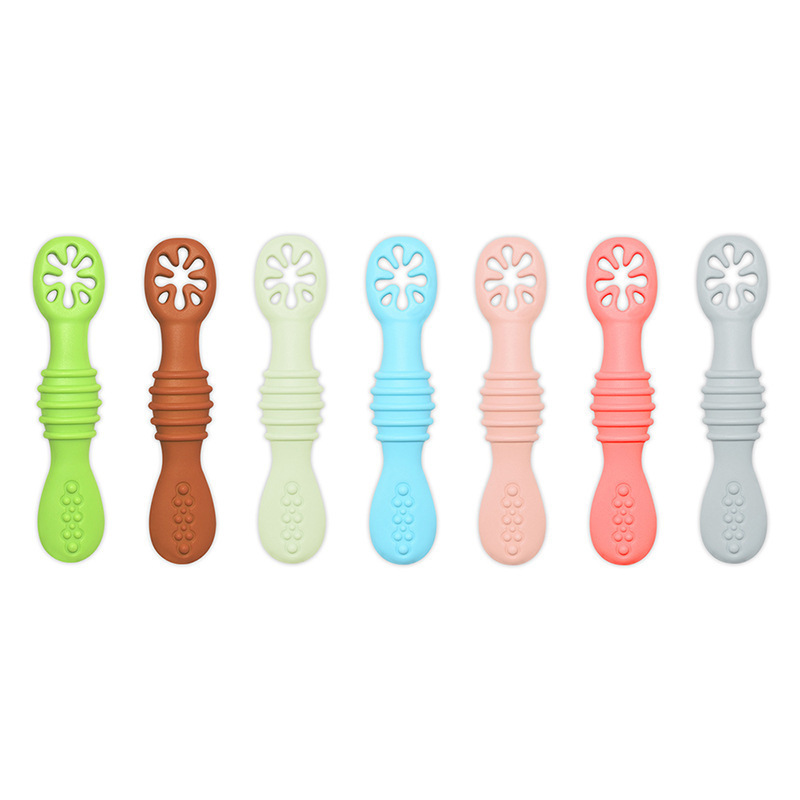 Silicone Baby Spoon, Sticky Spoon, Children's Training Feeding Soft Tip Spoon, Biteable and Hand-Grip Style, Available for Wholesale