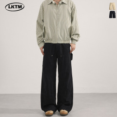 LKTM男装 水洗做旧珠帆布伐木工装裤男女vintage宽松直筒休闲长裤