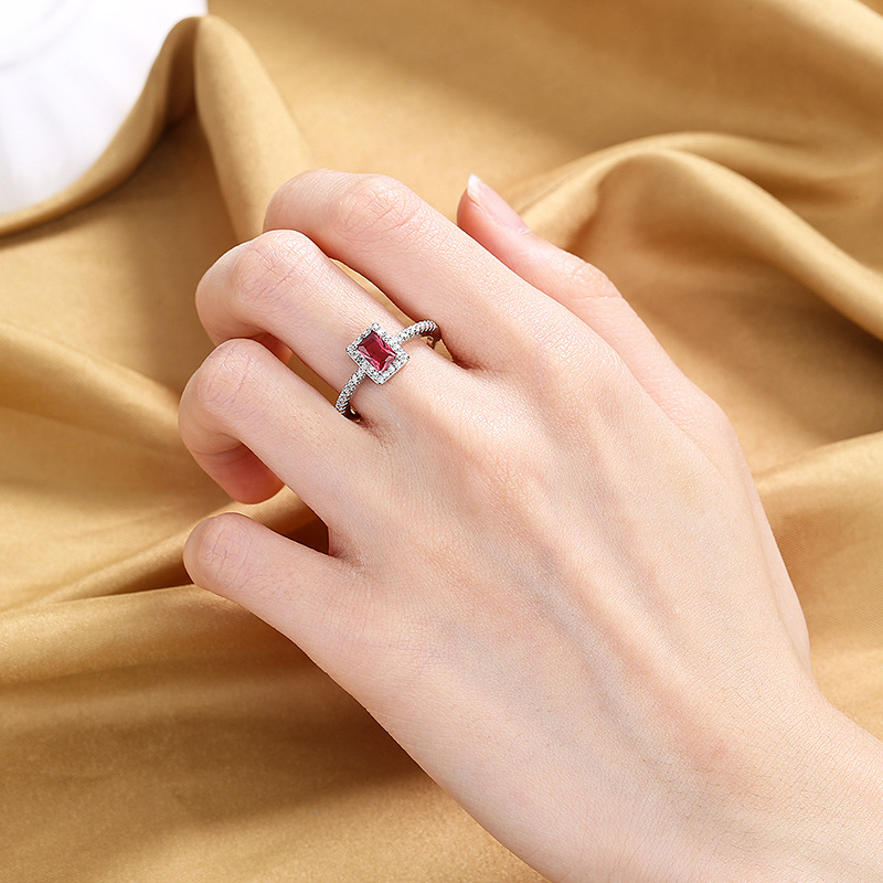 Copper Material Square Pattern Retro Square Copper Inlaid Zircon Rings