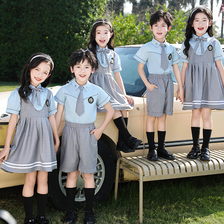 초중고 학생을위한 여름 새 교복 세트 유치원 정원 유니폼 어린이 어린이 원피스 교복 어린이 어린이 날 공연