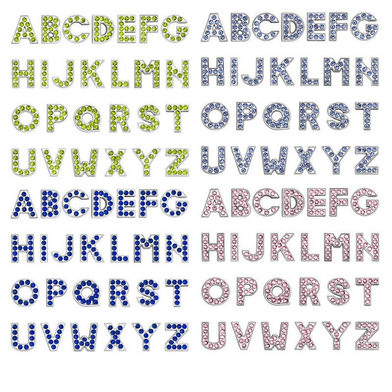 DIY Rhinestone Jewelry Accessories 26 English Letters 8mm Multi-Color Diamond Letter Beads with Wristband Jewelry Accessories