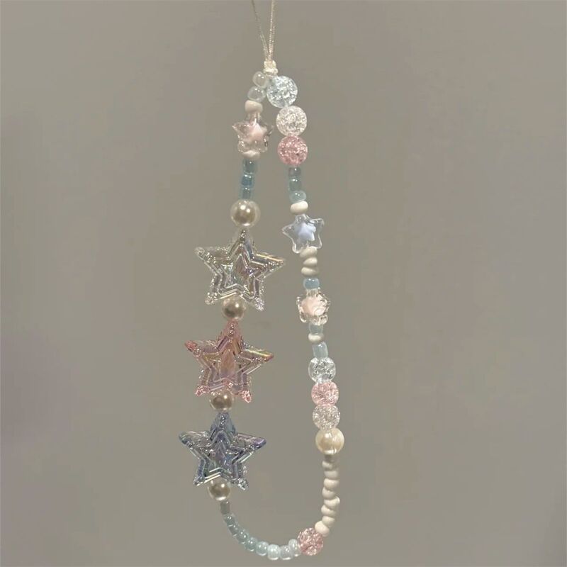Ins Korean Style Transparent Blue and Pink Star Bracelet Ccd Camera Accessories Mobile Phone Chain Original Bag Pendant Anti-Lost Chain Ins Korean Style Transparent Blue and Pink Star Bracelet Ccd Camera Accessories Mobile Phone Chain Original Bag Pendant Anti-Lost Chain