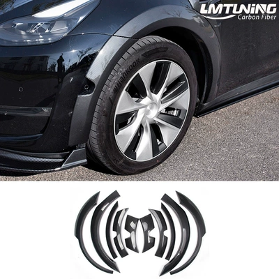 Suitable for Tesla Tesla Model Y carbon fiber pattern wide body wheel eyebrow mud non-perforated stone block modification accessories