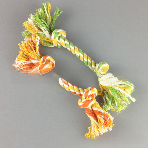 Pet Cotton Rope Toys Factory Double Knot Chewing Rope Pet Grinding Knot Toys Full Size Wholesale