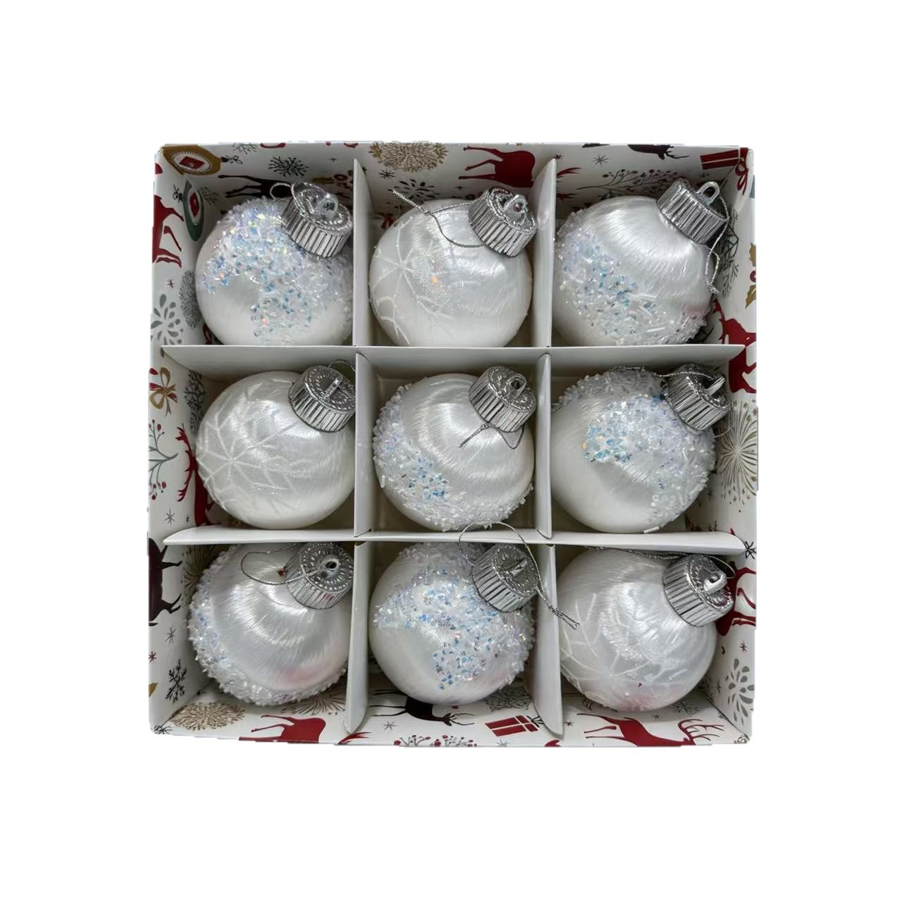 Nuevos bolas de Navidad transfronterizas 8cm / 9pcs decoraciones de árbol de Navidad colgante decoración de Navidad diseño de escena image 6