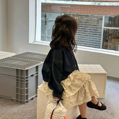 Girls denim jacket spring girls suspender dress cake skirt fashionable baby girl short denim jacket suit trendy