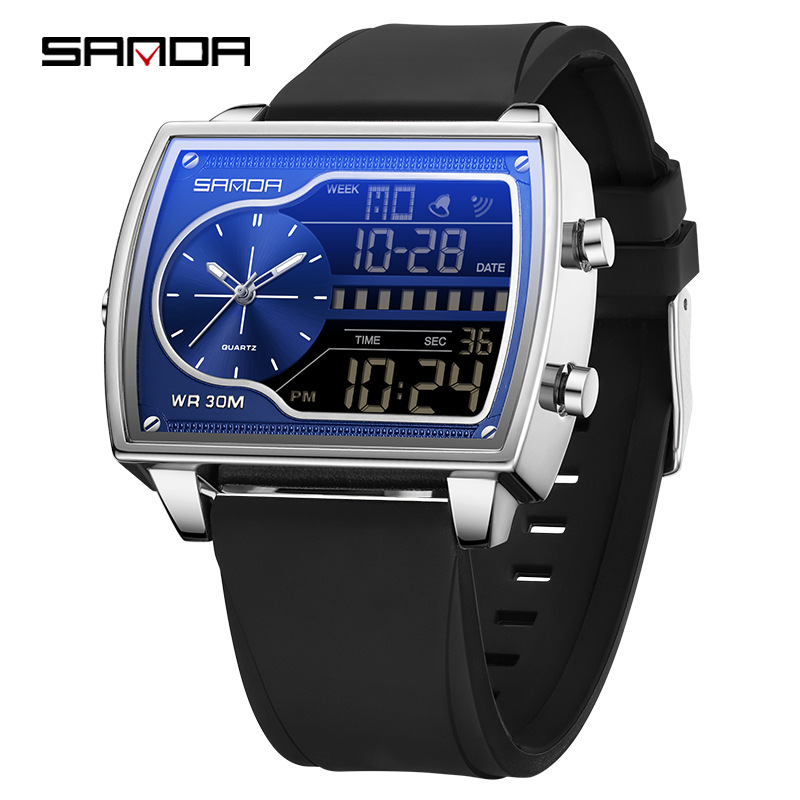 SANDA reloj electrónico de transmisión en vivo popular reloj electrónico de hombre nocturna multifuncional reloj electrónico de cuarzo