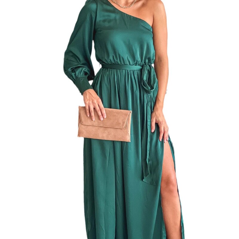 European and American Cross-border Women's Summer New Open Slit Long Dress Elegant Solid Color Slant Shoulder Square Collar Lace-up Pregnant Women's Dress