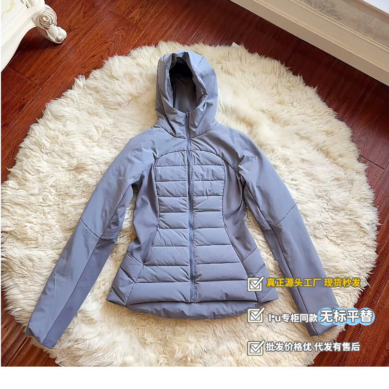秋冬轻薄羽绒服修身跑步健身羽绒内胆保暖防风连帽lulu羽绒外套女