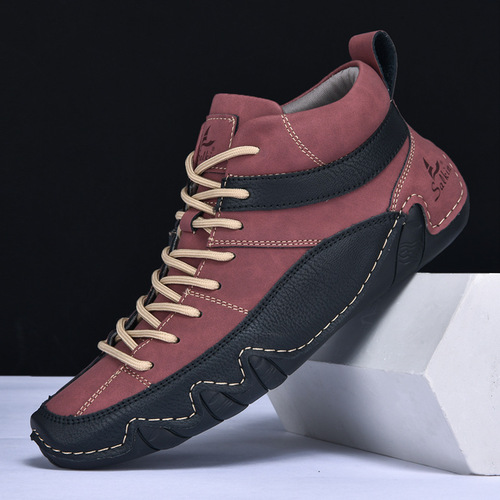 Men's high-top Martin boots—autumn and winter warm men's casual mid-calf boots, boat shoes, octopus-style shoes—trendy.