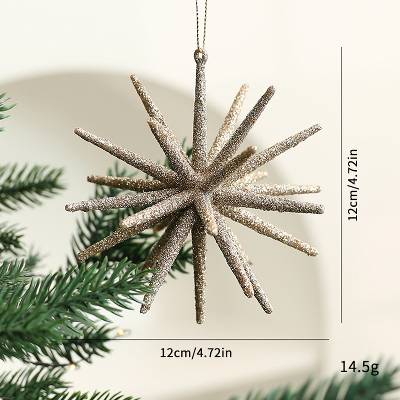 Modern Shattered Star Christmas Ornaments – 24-Pack Frosted Champagne Gold & White Geometric Hanging Baubles (Plastic Holiday Decor For Tree & Home)_voghion.com