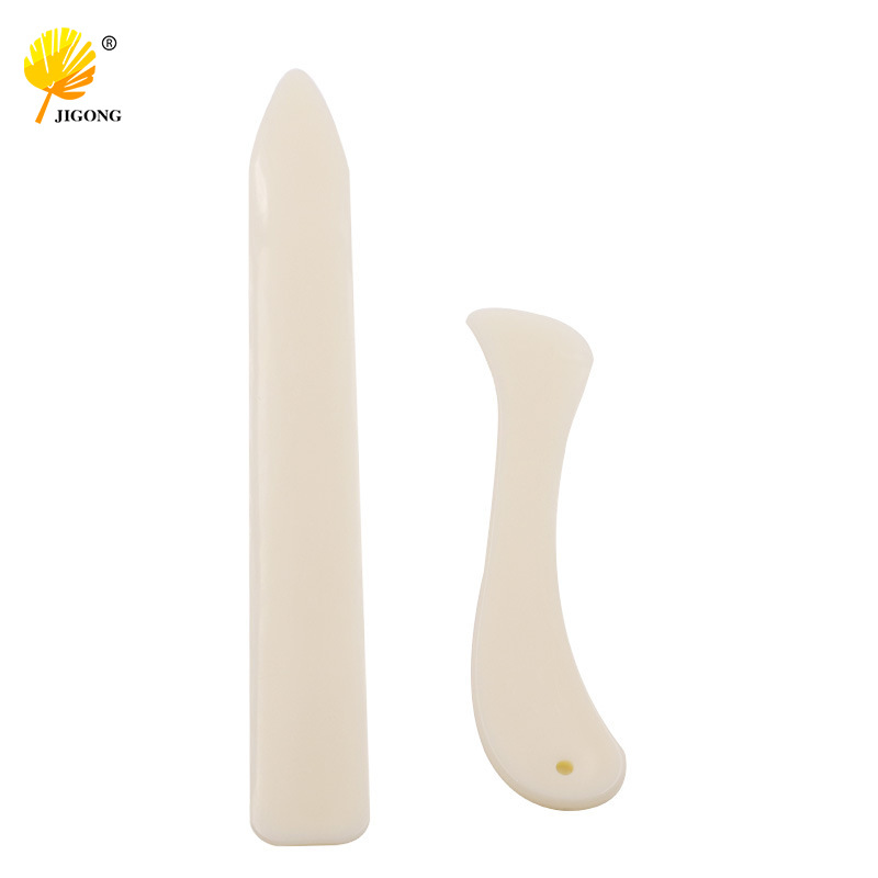 仿牛骨折纸刮刀手工DIY塑料骨色折纸刀 塑料开信刀 折边工具2件套