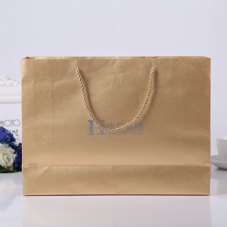 定制可加印LOGO金色包装袋子加厚礼品袋特种纸烫金企业广告包装袋