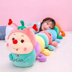 キャタピラぬいぐるみ枕、布人形、子供用人形、女の子用ロングボディ人形、寝るときに足を組んで寝る、超かわいい