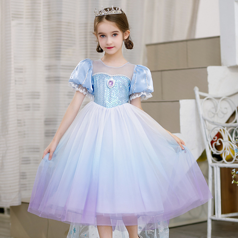 kids baby fairy princess dress model show stage performance chorus host  singer dress queen aisha performance skirt