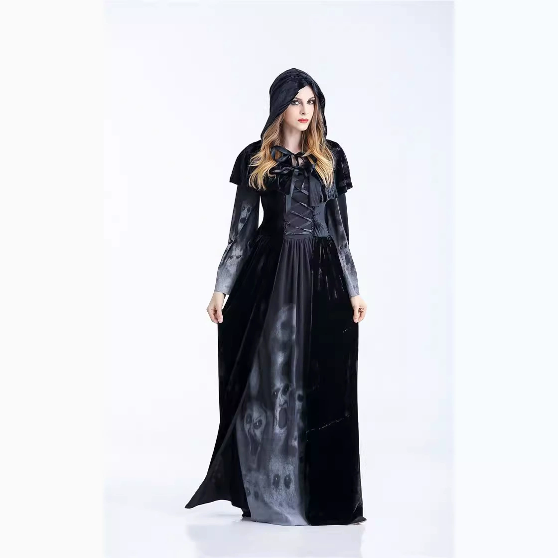 СкетчHalloween новая костюм принт призрак вампир королева костюм мистика ведьма костюм Ведьма