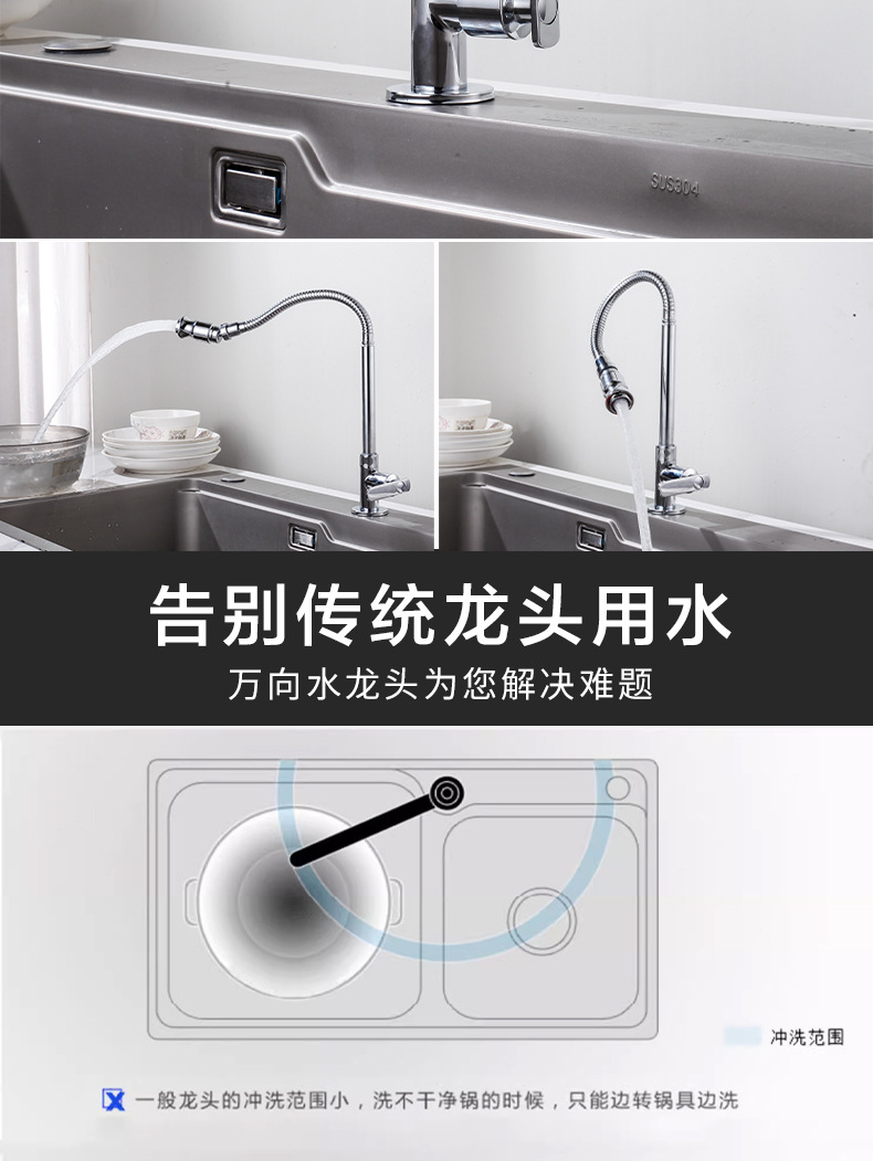 All-copper kitchen single-cooling faucet, balcony sink, rotatable sink, kitchen single-cooling faucet, wall-mounted Item Picture