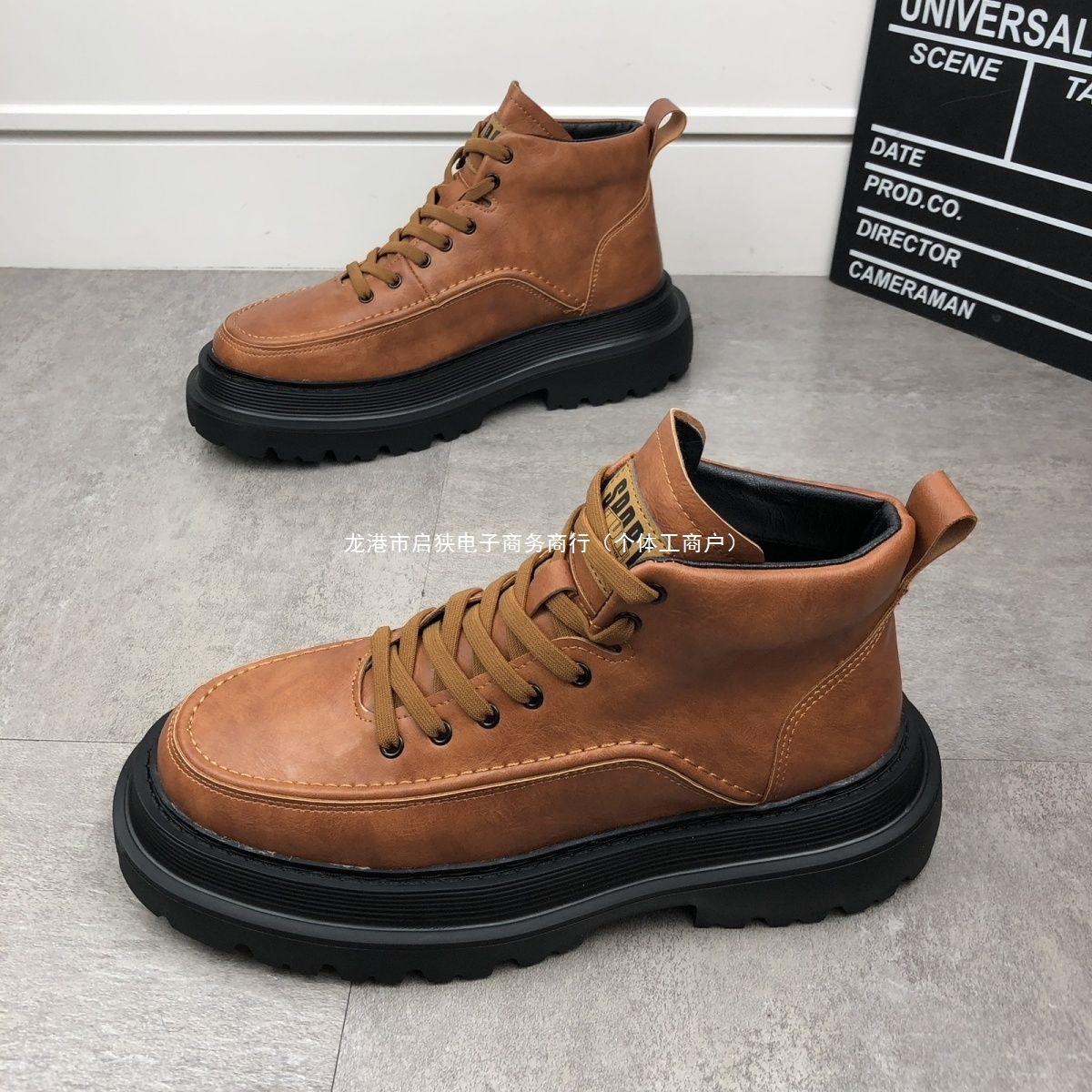 2025新款冬季厚底增高休闲鞋马丁靴百搭短靴韩版潮流男士男鞋织物