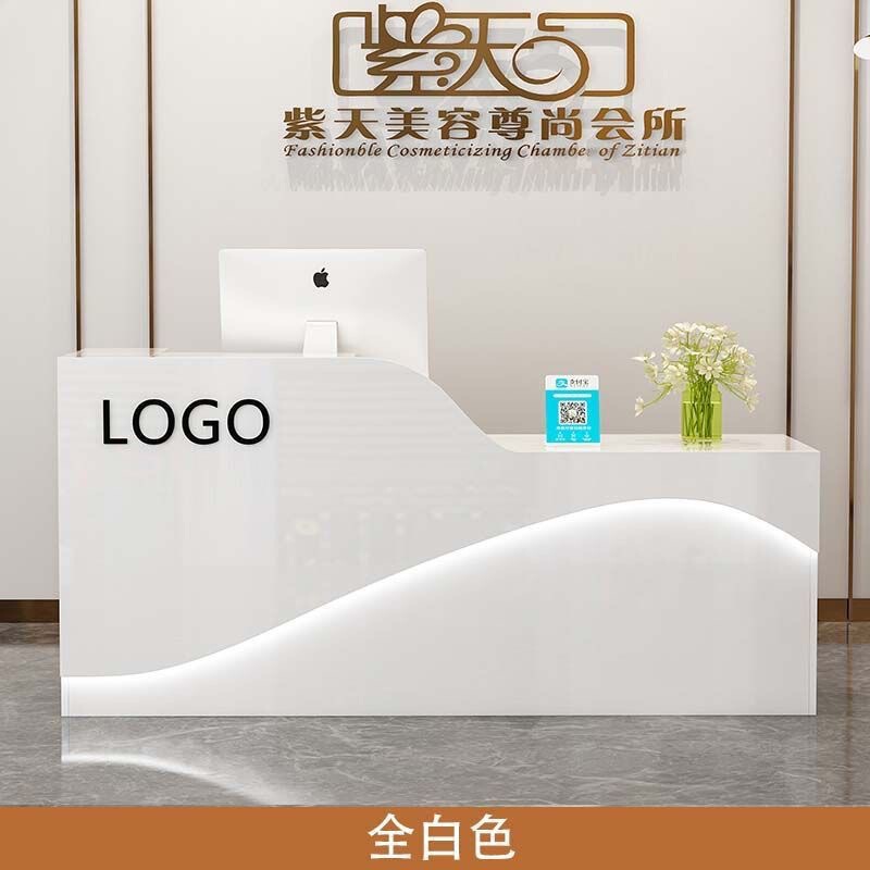 吧台收银台简约现代奶茶店便利店美容院收银桌柜台公司前台接待台|undefined
