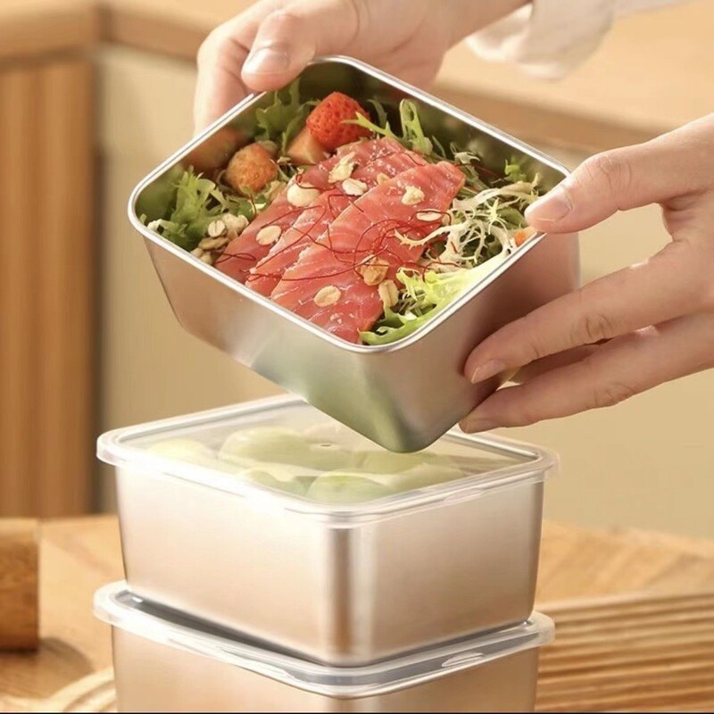 Stainless Steel Food Storage Containers Can Be Used in Microwave Ovens and Refrigerators, Suitable for Students and Office Workers, Lunch Boxes, and Shaped Lunch Containers