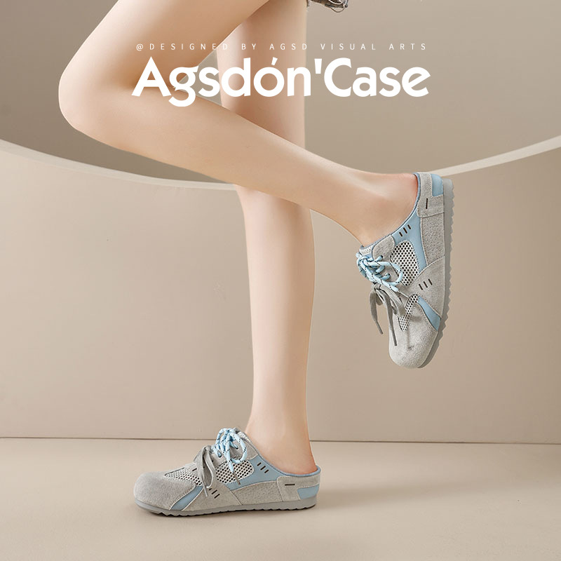 Augustian Deng Baotou pantuflas mujer 2025 nuevo estilo verano ropa exterior suela gruesa medio arrastre zapatos perezosos zapatos casuales de entrenamiento alemán