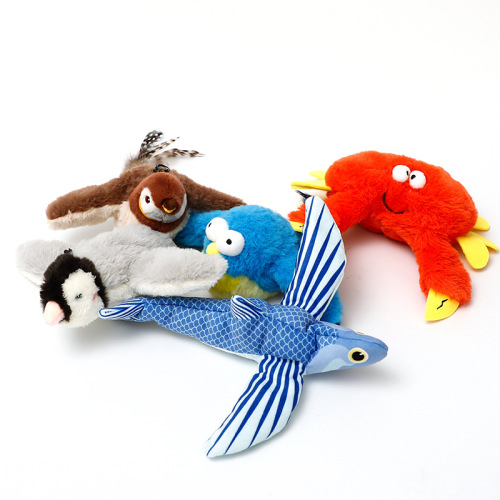 Pet plush toy flapping and sounding shaking bird electric cat toy pet self-playing simulated fish swinging wing bird