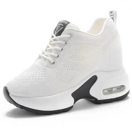 Women's High Heel White Sneakers  New Knit Shoes Exports Mesh Breathable Casual Sports Shoes Women In Stock Wholesale