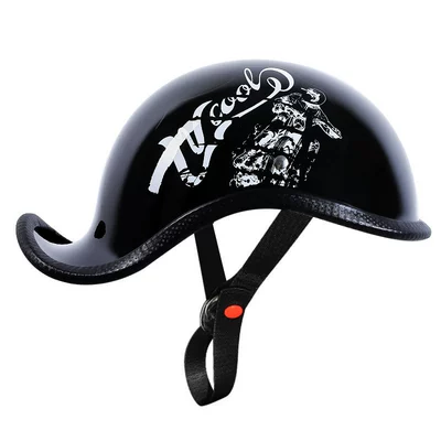 Motosiklet kaskı (dəbilqə), Motorcycle Helmet Half Helmet for - a-beautiful-bright-black-jianghu-m