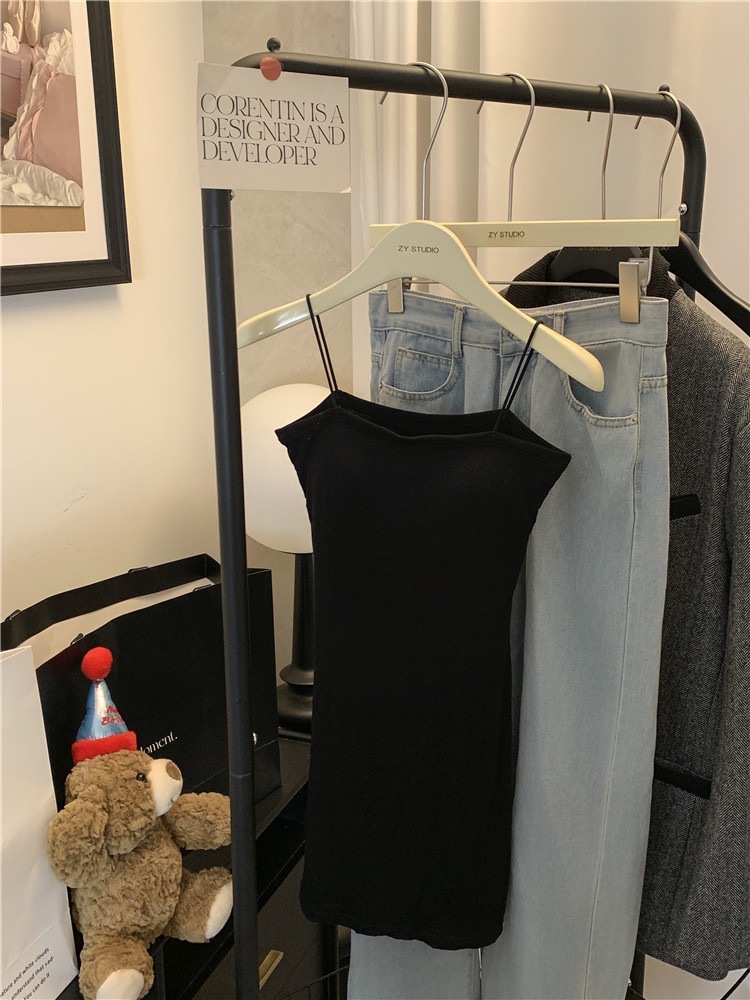Puro viento con cojín para el pecho vestido de honda para mujer temperamento de primavera y verano, delgado y delgado, falda de fondo, falda corta, falda a la cadera image 10