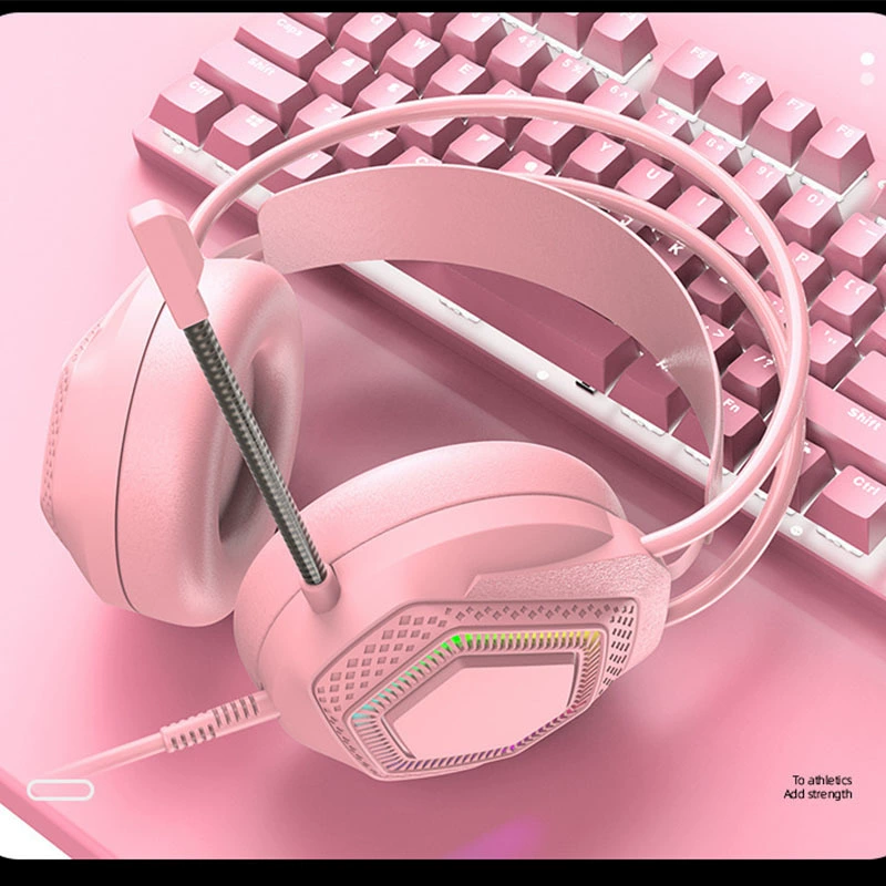 USB-гoр управляёмая компьютерная гарнитура проводной микрофон 7.1 виртуальный канальный розовый девушко сердце интернет-кафе USB гарнитура