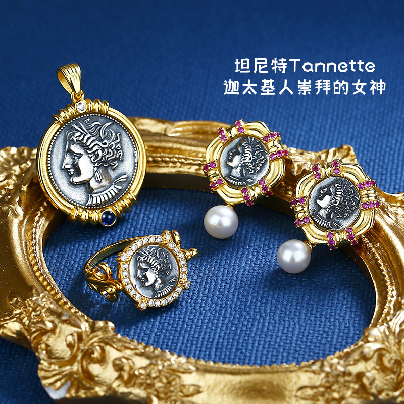 欧美跨境配饰女S925纯银首饰套装高级感三件套珍珠中古首饰品配饰