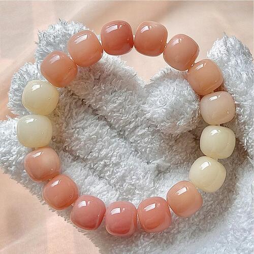 Hand-held Green Yin Leather Men's Buddha Bead Root Bracelet Women's Gradient Bracelet Wen Play Bodhi Seed Play Finger Wrap Soft White Jade Bodhi