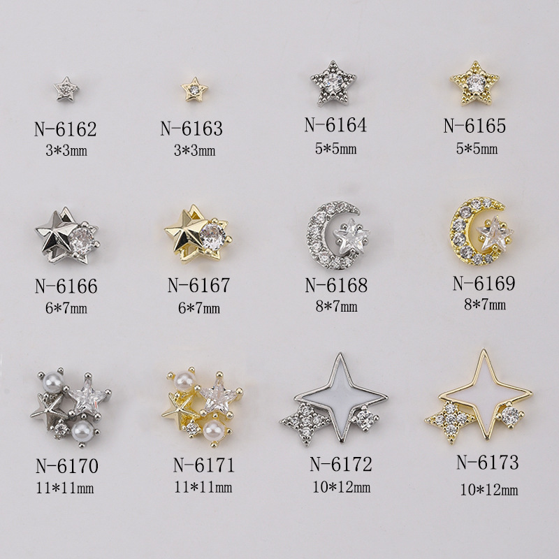 New Nail Art Zircon Jewelry Diamond Five-Pointed Star Color-Preserving Texture Trendy Star Pearl Wearable Nail Decorations