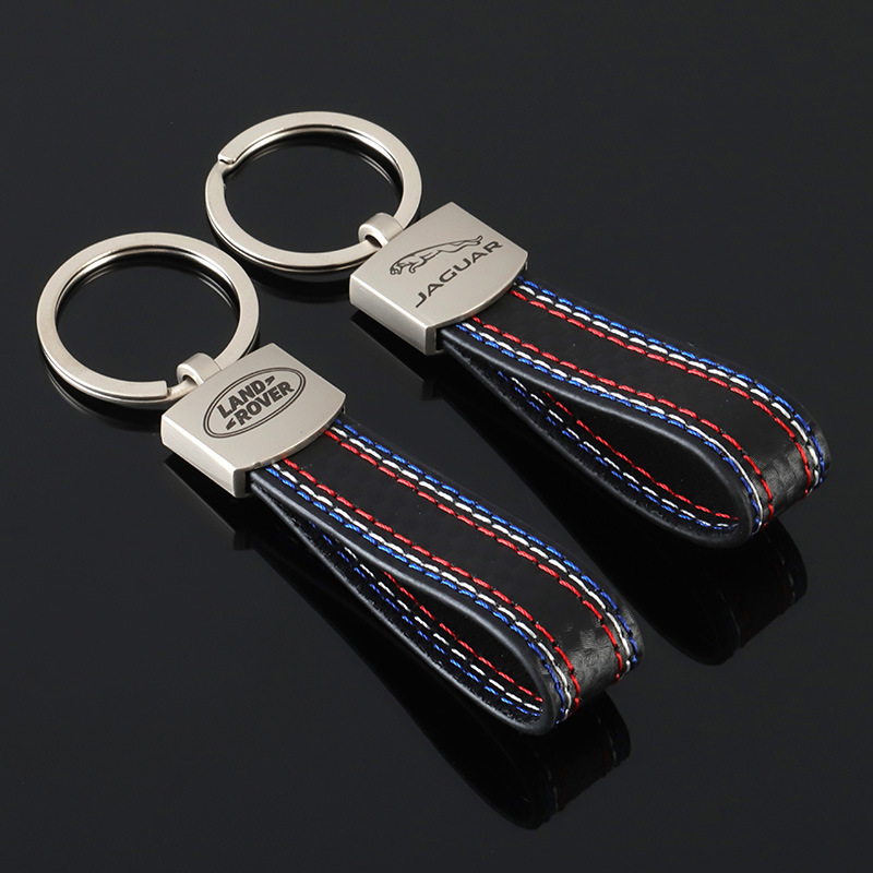 Cross-Border Jaguar Land Rover Genuine Leather Carbon Fiber Pattern Car Logo Keychain Promotional Car Key Ring Pendant Cross-Border Jaguar Land Rover Genuine Leather Carbon Fiber Pattern Car Logo Keychain Promotional Car Key Ring Pendant