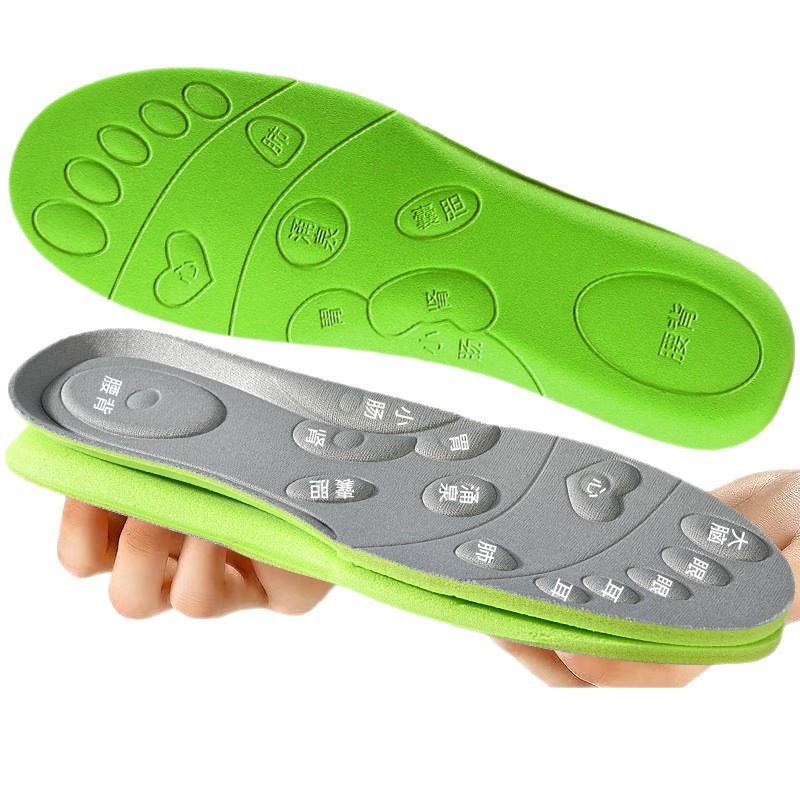 El fabricante emite plantillas de masaje de puntos de acupuntura, desodorizantes, hombres y mujeres deportivos, absorbentes de sudor y desodorantes, las plantas de los pies no se cansan durante mucho tiempo