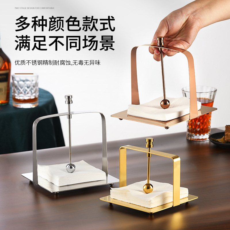ステンレスのティッシュの座の四角形のナプキンの棚のレストランのホテルの喫茶店の台の立式のティッシュの棚のアイデアは紙の座を押さえます|undefined