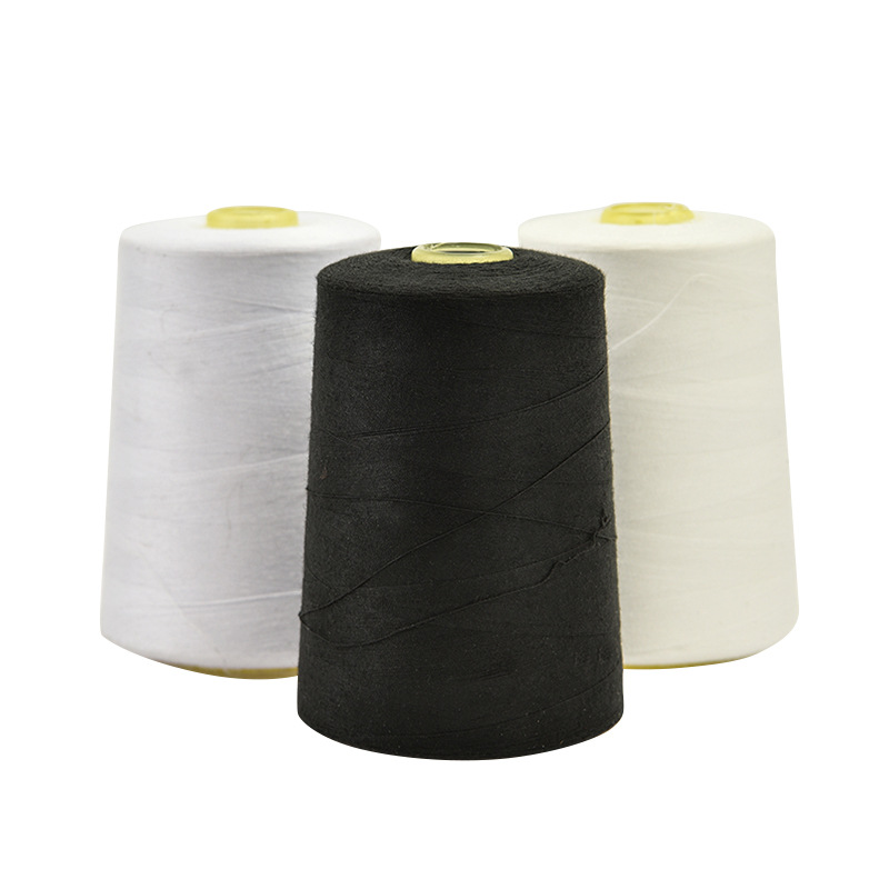 Hilo de coser en stock para máquinas de coser de alta velocidad, carrete grande de 8000 yardas, hilo de poliéster para máquina industrial de cama plana, longitud completa, hilo continuo.