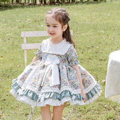 2024 Summer New Lolita Lolita Girls' Dresses for Kids Baby Floral Short Sleeve Dress Cute Princess Dress